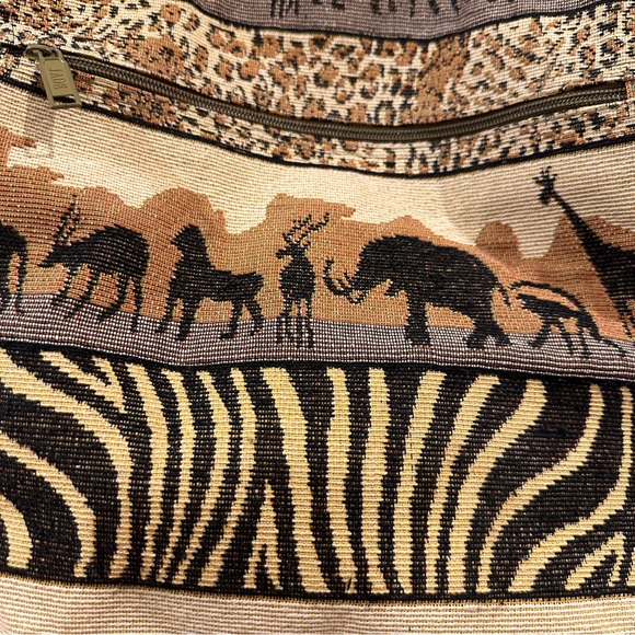 Tapestry Safari Purse / Tote Bag Animal Print Jade - Picture 2 of 11